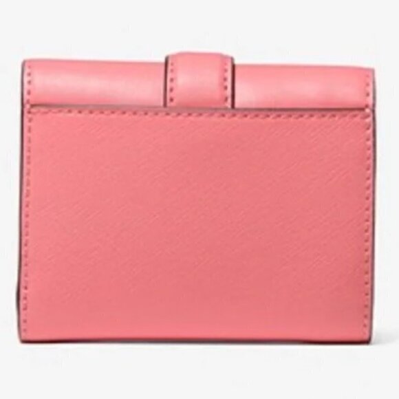 Michael Kors Carmen Medium Faux Leather Wallet Grapefruit Pink - Picture 2 of 6
